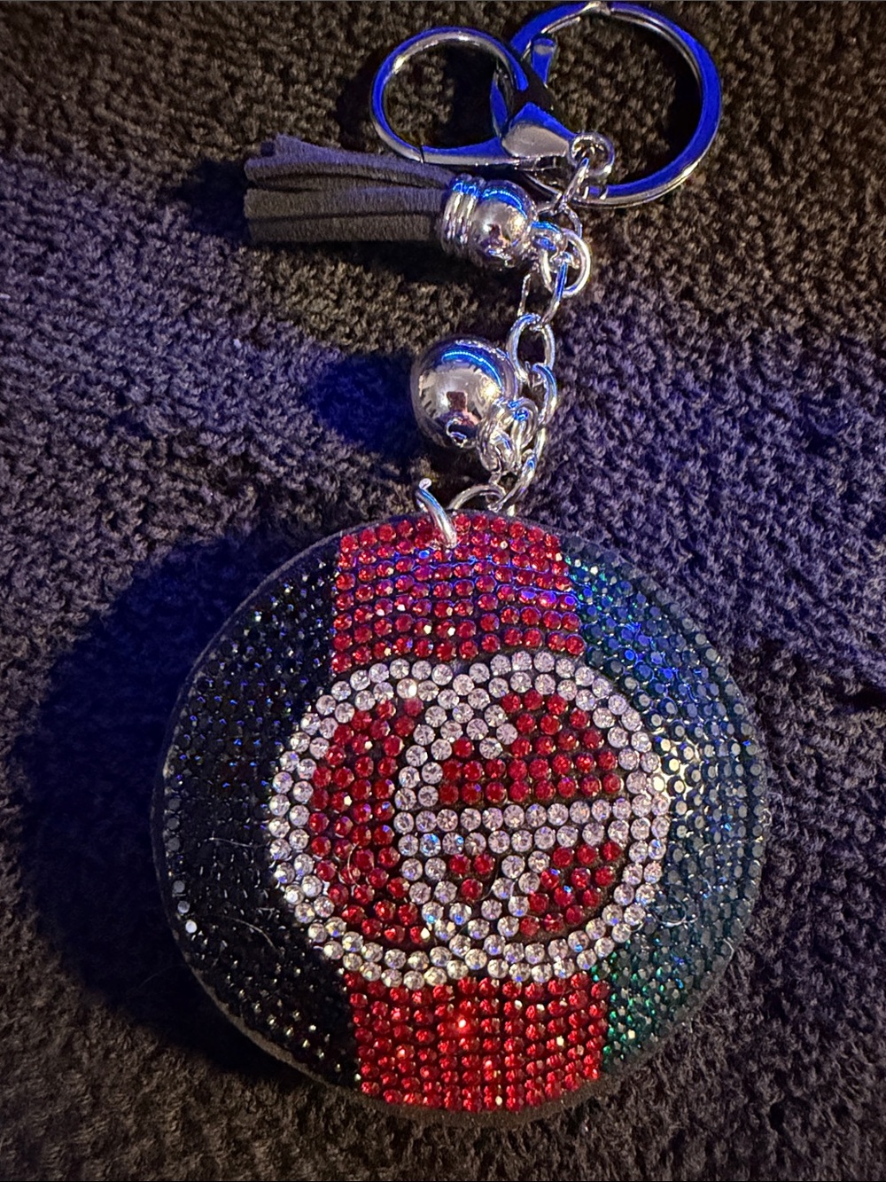 Crystal Monogram GG Keychain in Red, Black, White